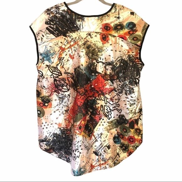 Alberto Makali Abstract Laser Cut Blouse Medium - Picture 3 of 10